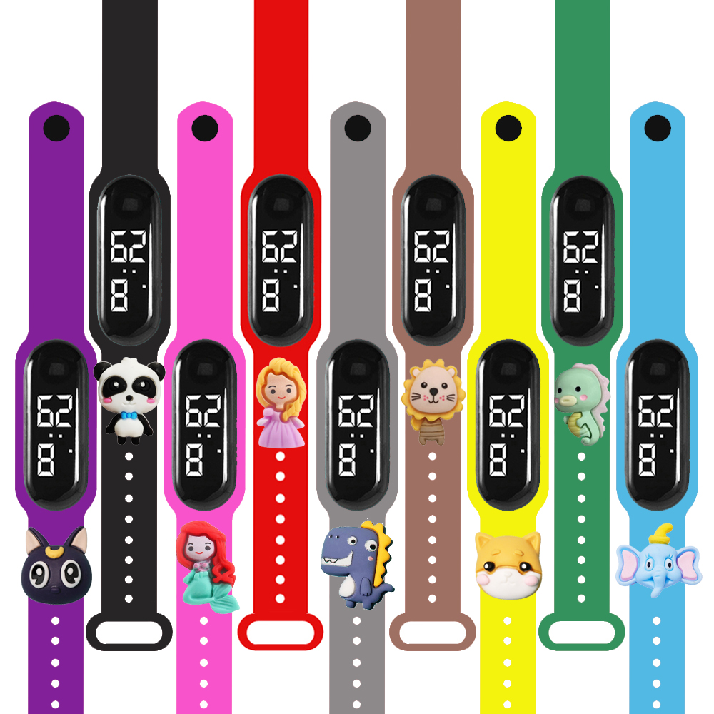 Smartwatch Watches For Kids - นาฬิกาสมาร์ทวอทช์หลากสีสำหรับเด็กผู้ชายและเด็กผู้หญิง แฟชั่น LED ดิจิตอล สายซิลิโคน กันน้ำ