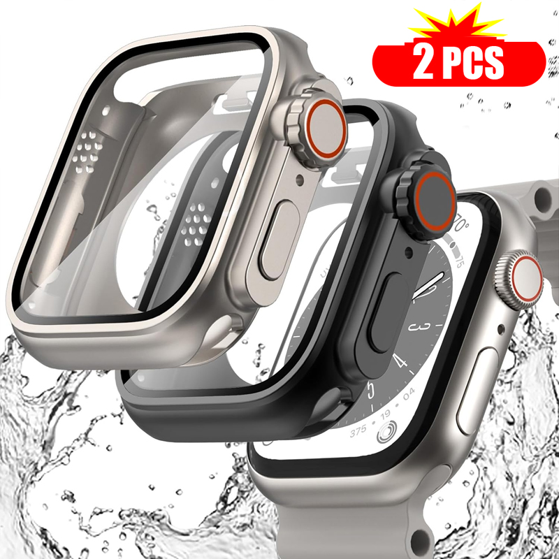 Iwatch Smartwatch Series 7 - เคสกระจกนิรภัย + ฝาครอบสำหรับนาฬิกา Apple 44มม. 45มม.