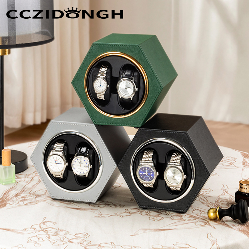 Watch Winder Single - CCZIDONGH เครื่องหมุนนาฬิกาอัตโนมัติ 2 ช่อง ทำจากไม้ ใช้ในบ้าน