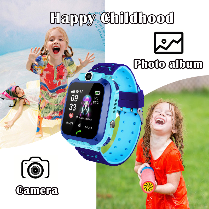 Smartwatch Watches Gift For Boys With Gps - นาฬิกาอัจฉริยะสำหรับเด็ก Q12B พร้อมฟังก์ชันโทรฉุกเฉิน SOS ตรวจสุขภาพ บลูทูธ