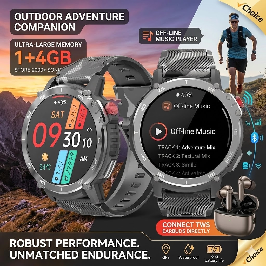 Smartwatch Online Watches For Men - ลดราคาครั้งใหญ่!! สมาร์ทวอทช์สำหรับกีฬากลางแจ้งพร้อมฟังก์ชันเพลงออฟไลน์ ติดตามสุขภาพ รองรับโหมดกีฬาหลากหลาย นาฬิกาวิ่งพร้อมฟังเพลง