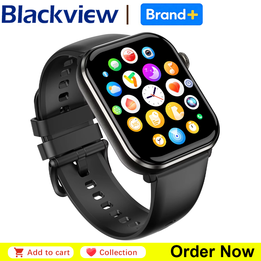 Smartwatch Watches For Men Digital - แบล็ควิว R60 สมาร์ทวอทช์โทรผ่านบลูทูธ 1.96'' AMOLED HD