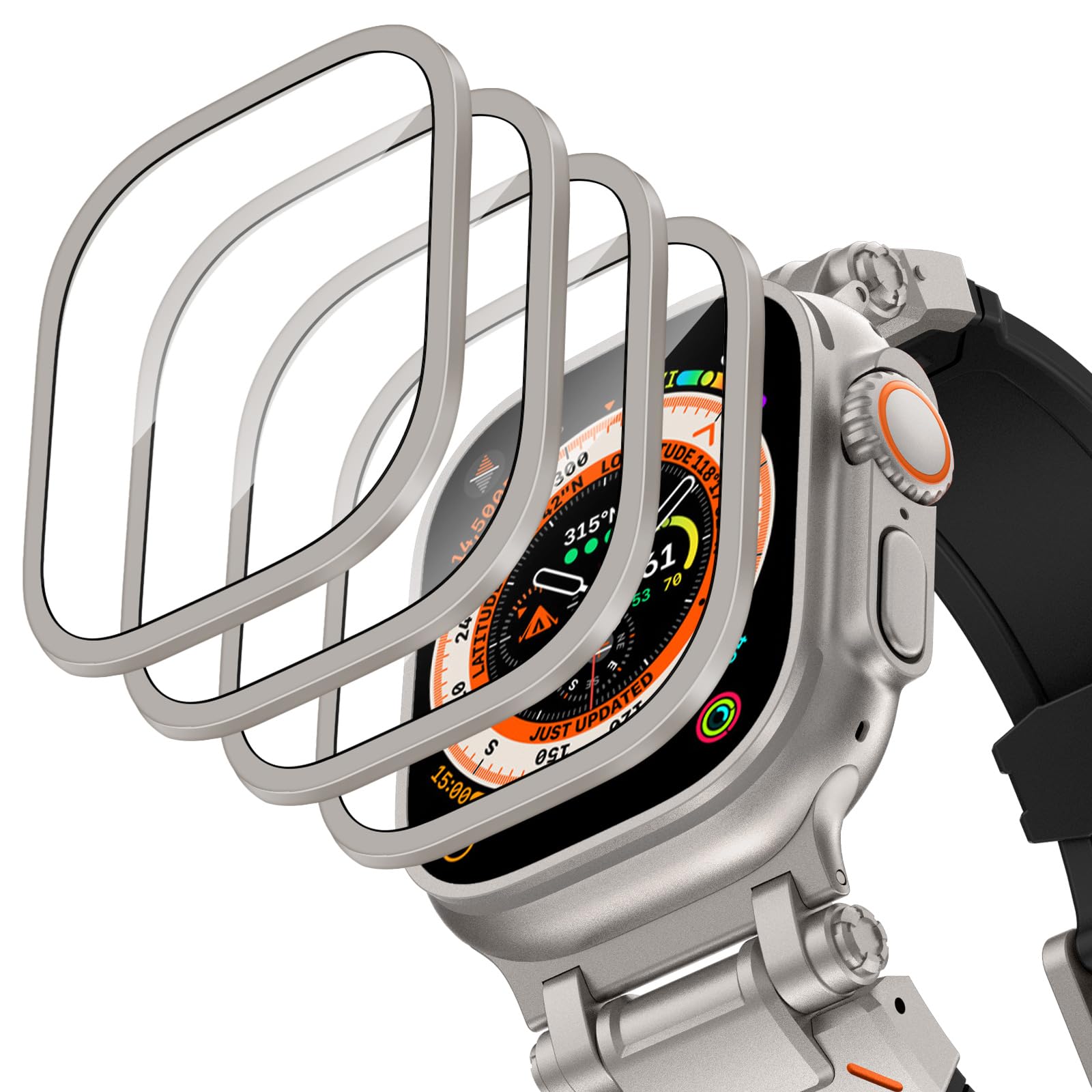 Smartwatch Watches For Mens - เคสอลูมิเนียมอัลลอยด์ + กระจกนิรภัยสำหรับแอปเปิ้ลวอทช์อัลตร้า 2-3 49 มม.ป้องกันรอยขีดข่วนป้องกันหน้าจอไอวอทช์
