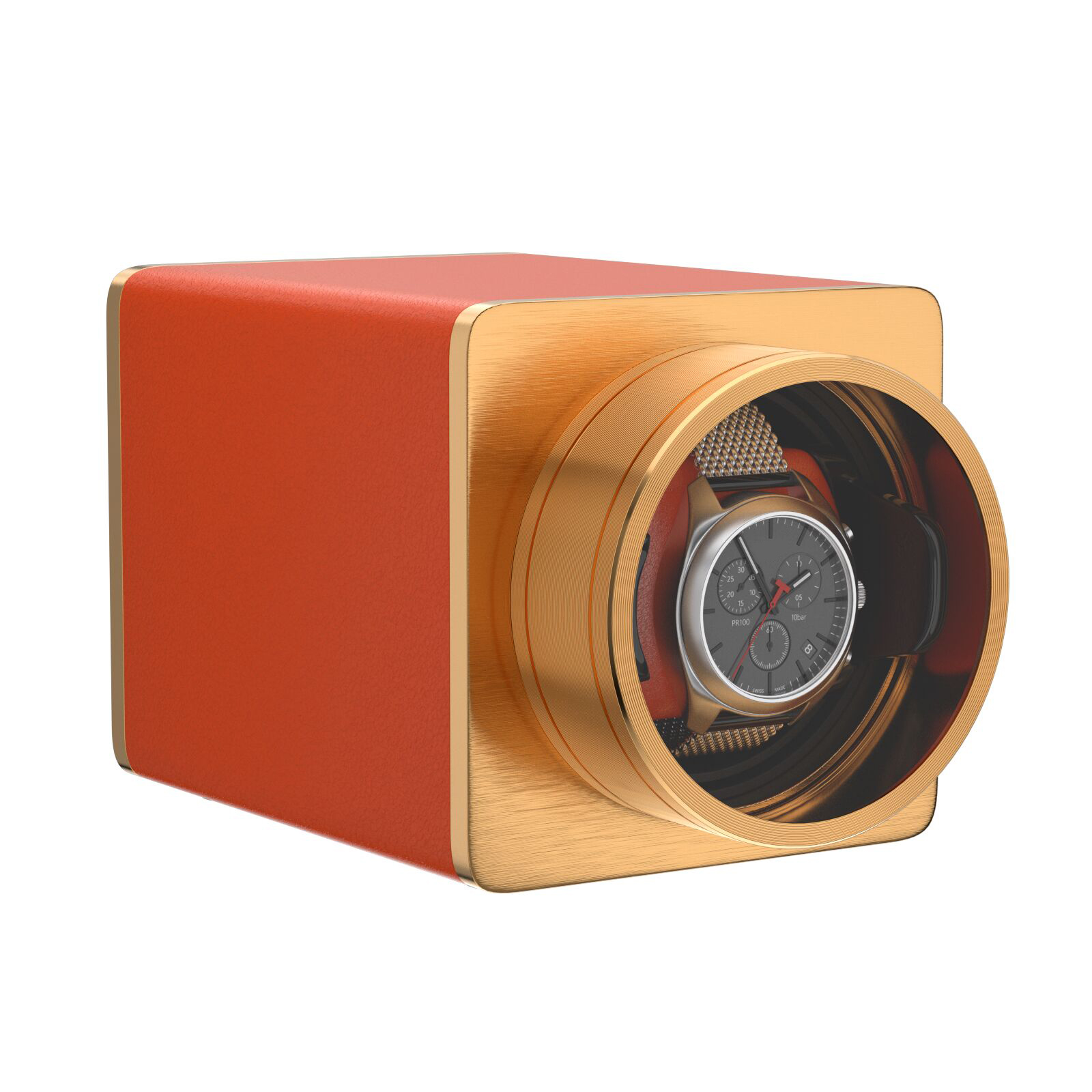 Watch Winder Single - เครื่องหมุนนาฬิกาอัตโนมัติแบบเดี่ยว สำหรับนักเดินทาง ทำจากหนังวีแกน พร้อมมอเตอร์ Mabuchi เงียบ