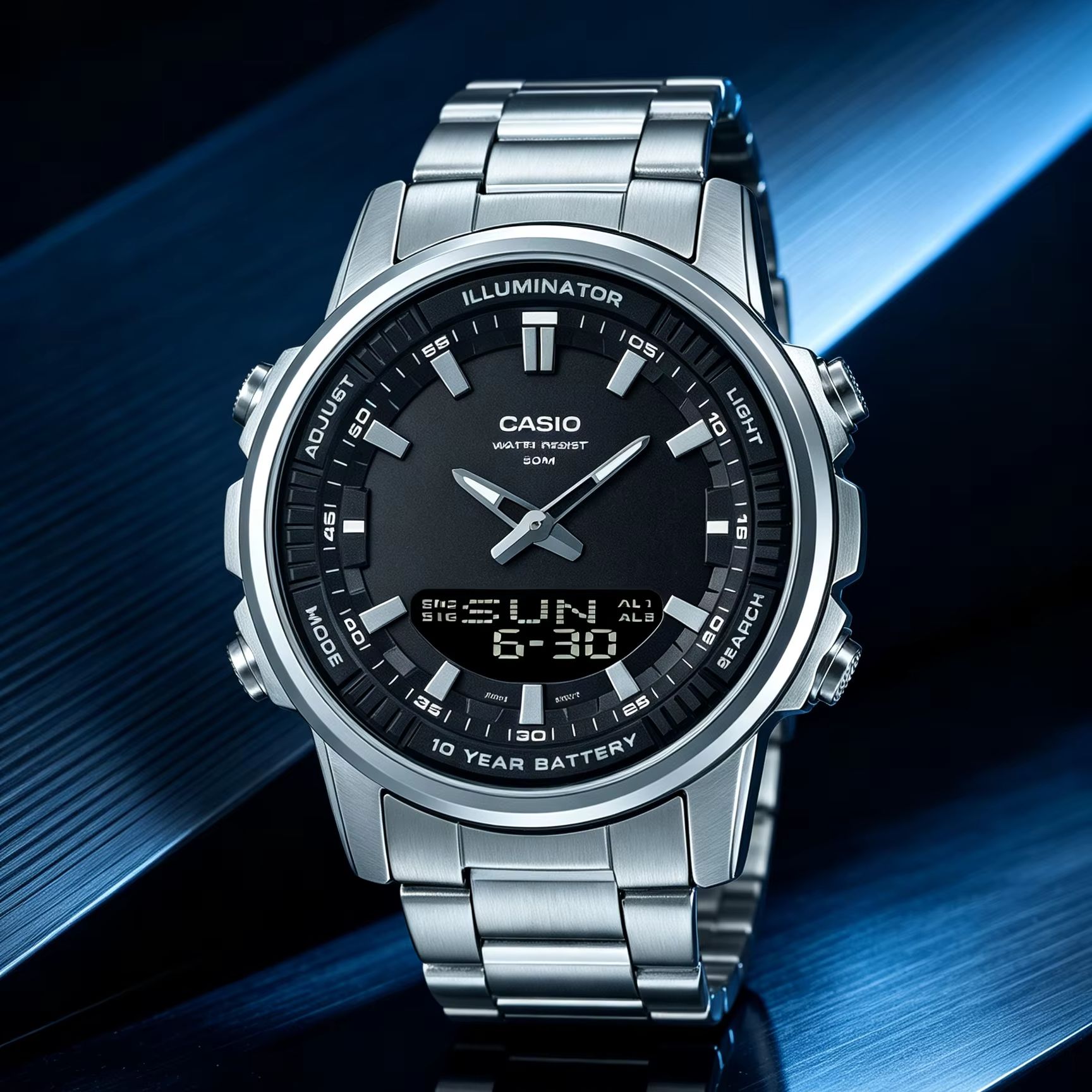 Smartwatch Casio Watches For Men - คาสิโอ AMW‑880D | นาฬิกาข้อมือผู้ชายสแตนเลส | กันน้ำได้ลึก