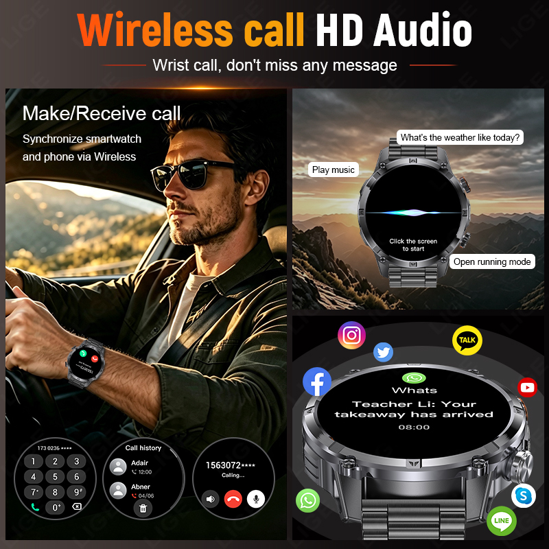 นาฬิกาอัจฉริยะสำหรับผู้ชาย ทนท - Smartwatch Running Watches For Men บทวิจารณ์และราคา