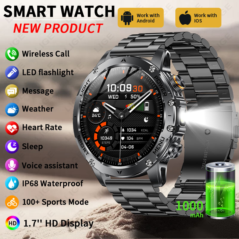 ใหม่ 1000mAh แบตเตอรี่สมาร์ทวอ - Smartwatch Running Watches For Men บทวิจารณ์และราคา