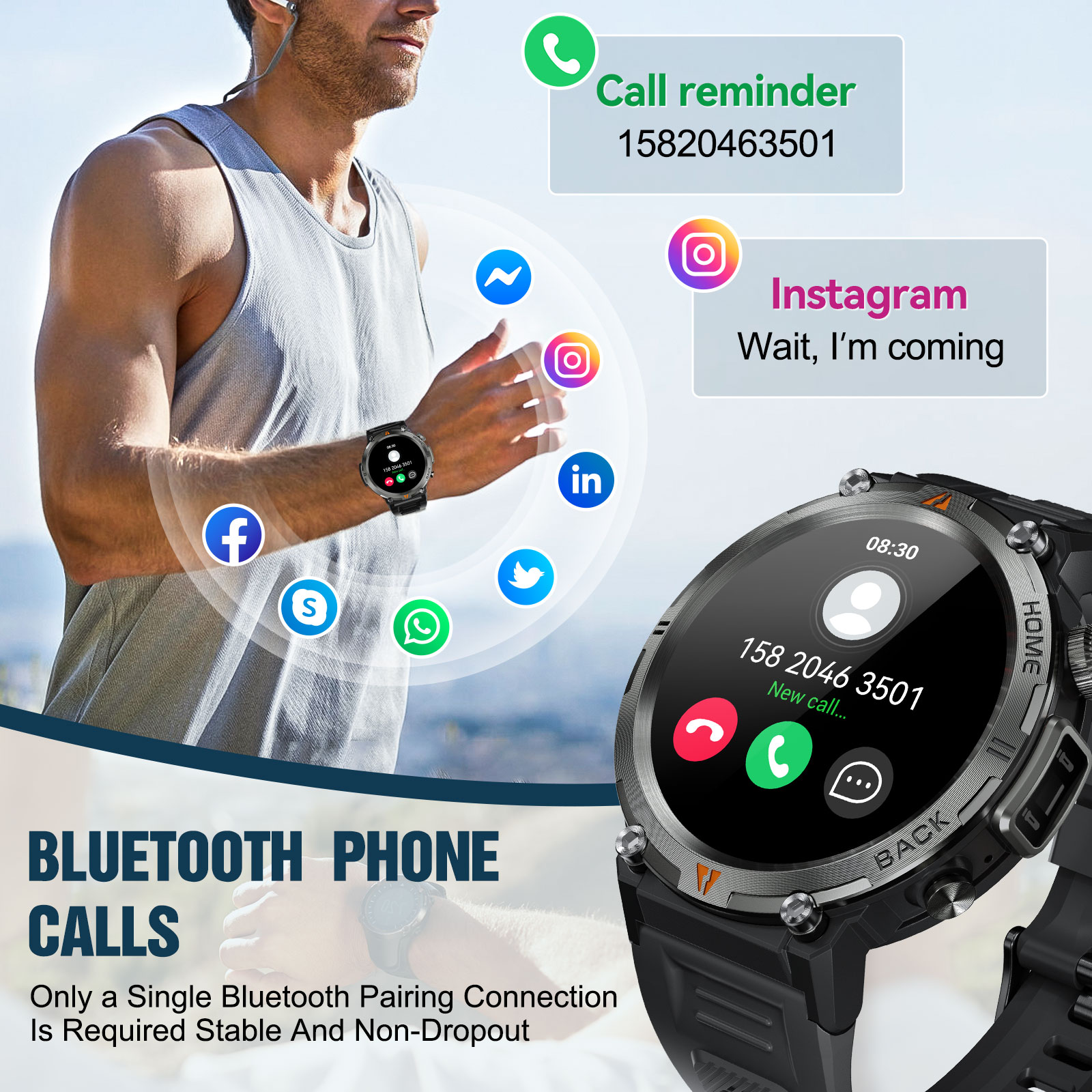 EIGIIS KE3 บลูทูธสมาร์ทนาฬิกาผ - Smartwatch Watches For Mens บทวิจารณ์และราคา