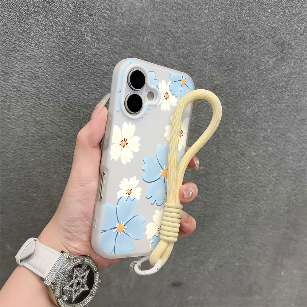 สีฟ้าอ่อนลายดอกไม้สีขาวเคสโทรศ - Samsung Galaxy Strap บทวิจารณ์และราคา